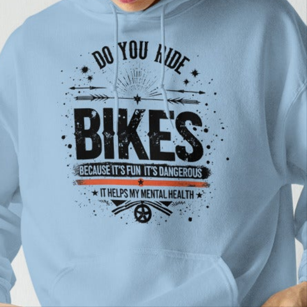 Unisex Bikes and mental health stylish Cotton Hoodie