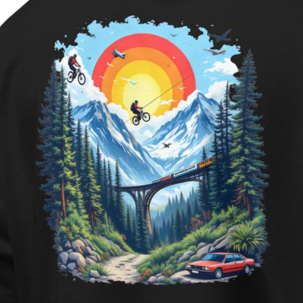 Oversized Twin print DBL Graffiti Front Adventure four printback heavyweight t-shirt