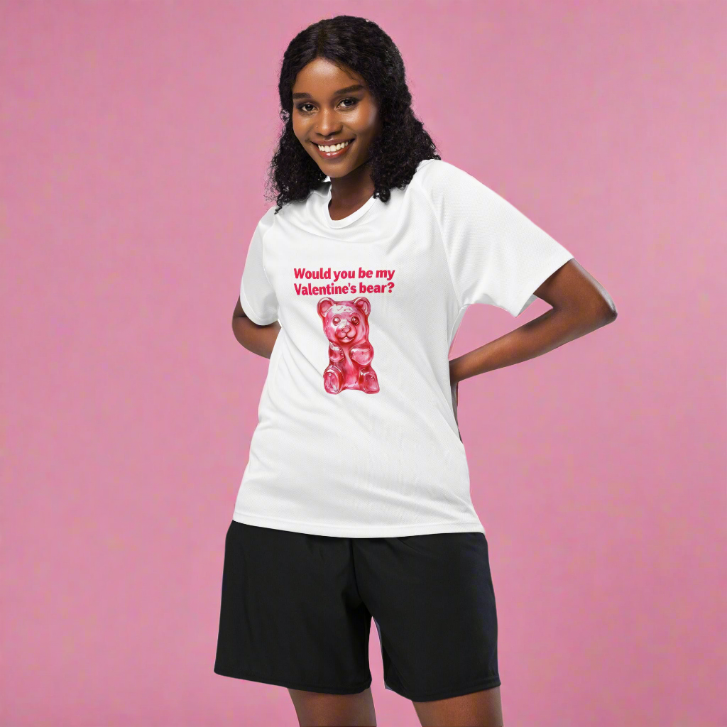 Women's gym why gummy bear Valentine's Dryer fit material sports jersey