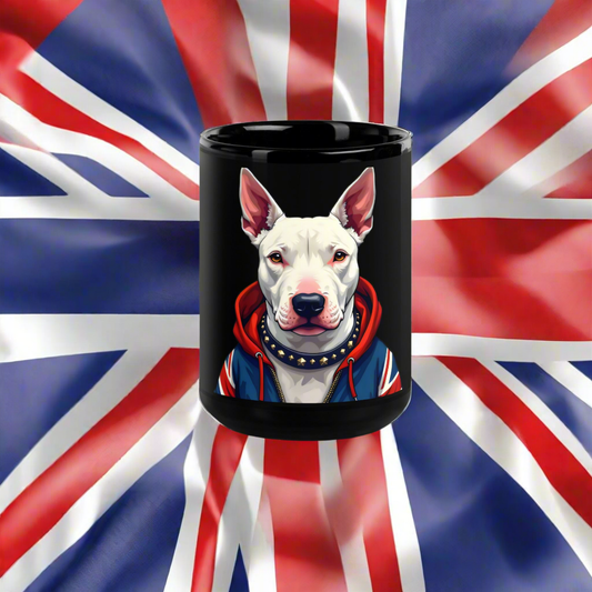 English white bull terrier black Glossy Mug