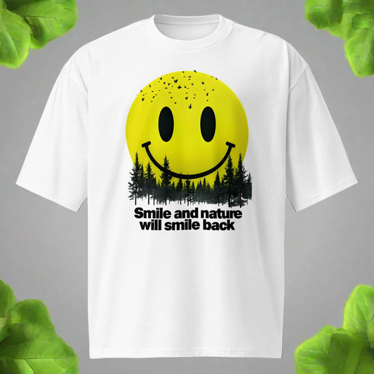 Oversized Unisex Smile and nature will smile back heavyweight t-shirt