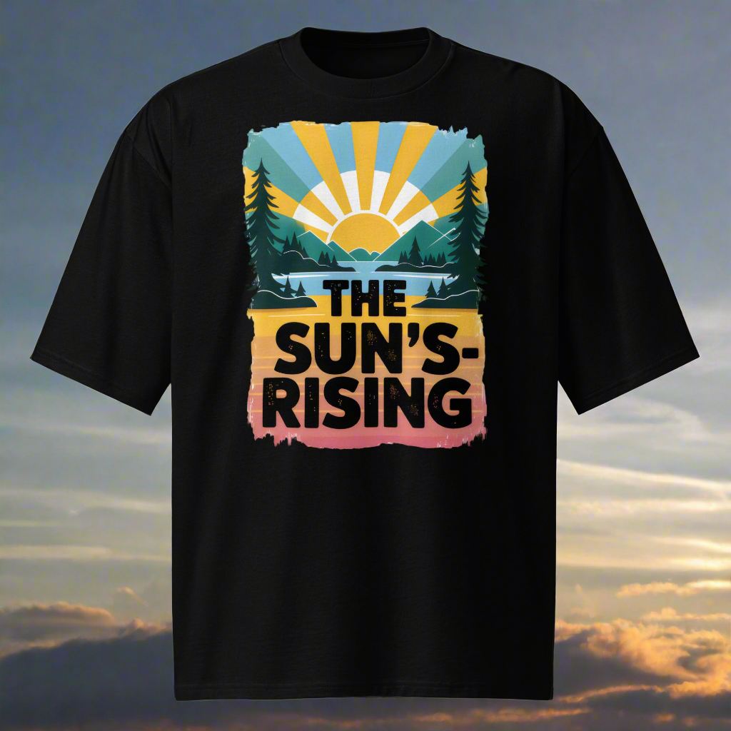 Oversized Suns rising summer stylish heavyweight t-shirt