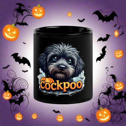 Halloween cockapoo dog Black Glossy Mug