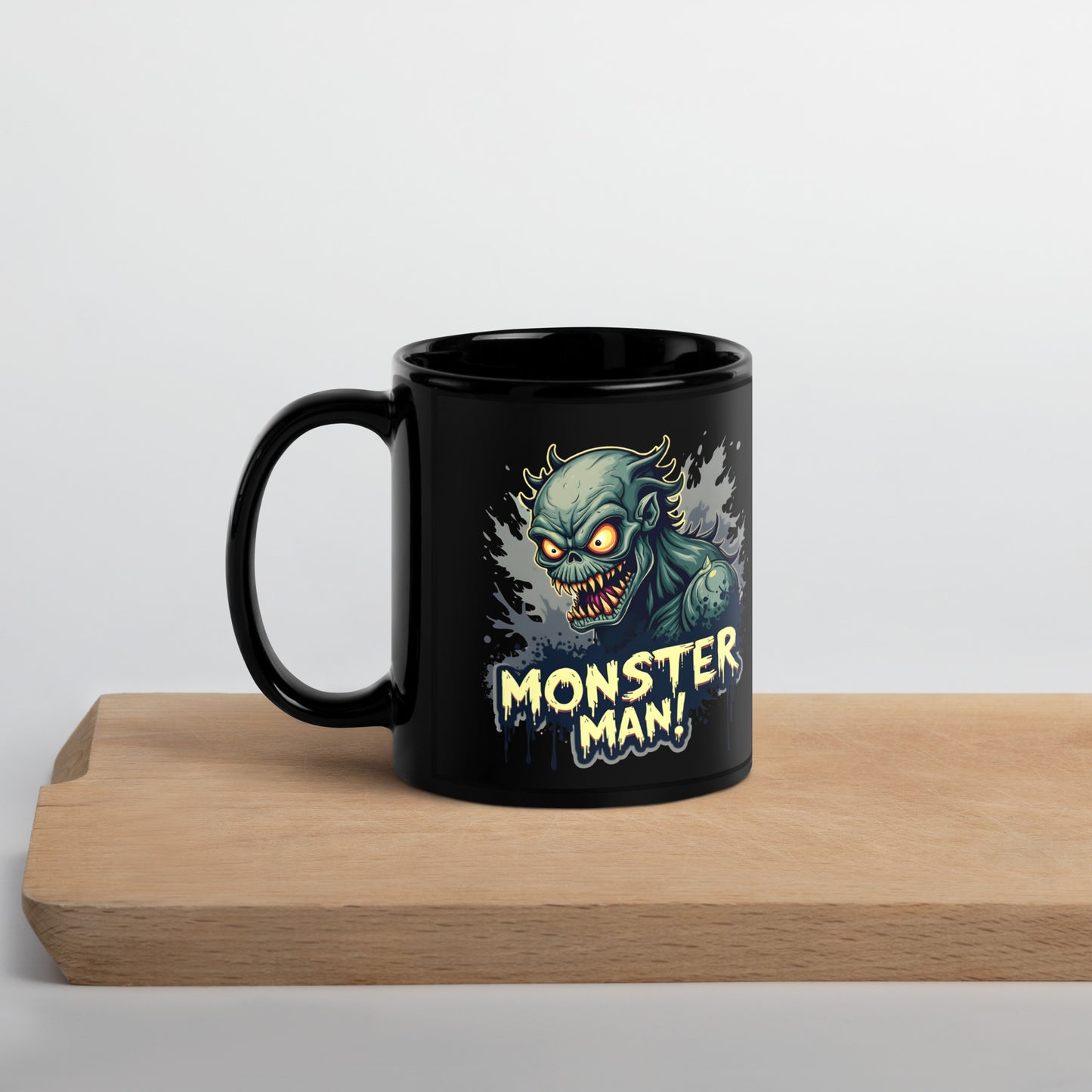 Black Halloween Monster Man Glossy Mug
