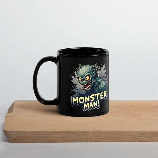 Black Halloween Monster Man Glossy Mug