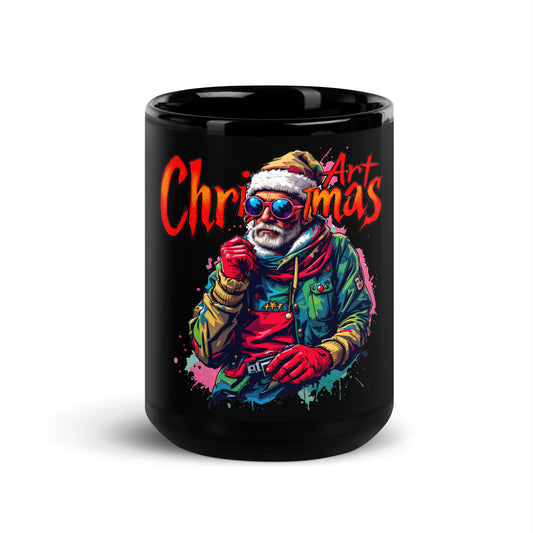 Christmas art cool looking street artist Black Glossy Mug
