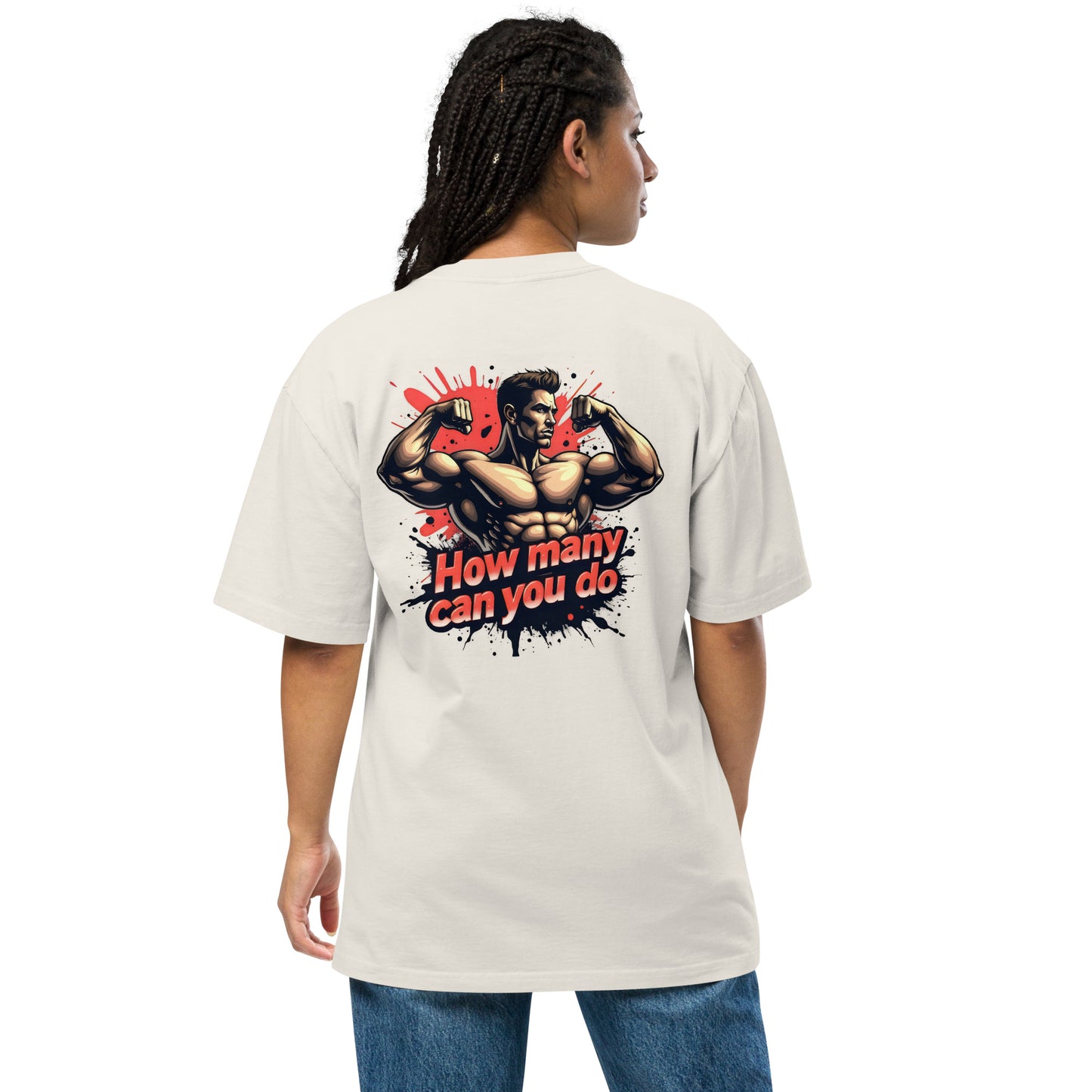 Oversized How many can you do muscle faded t-shirt