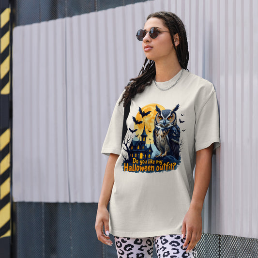 Oversized Spooky Halloween Owl faded t-shirt
