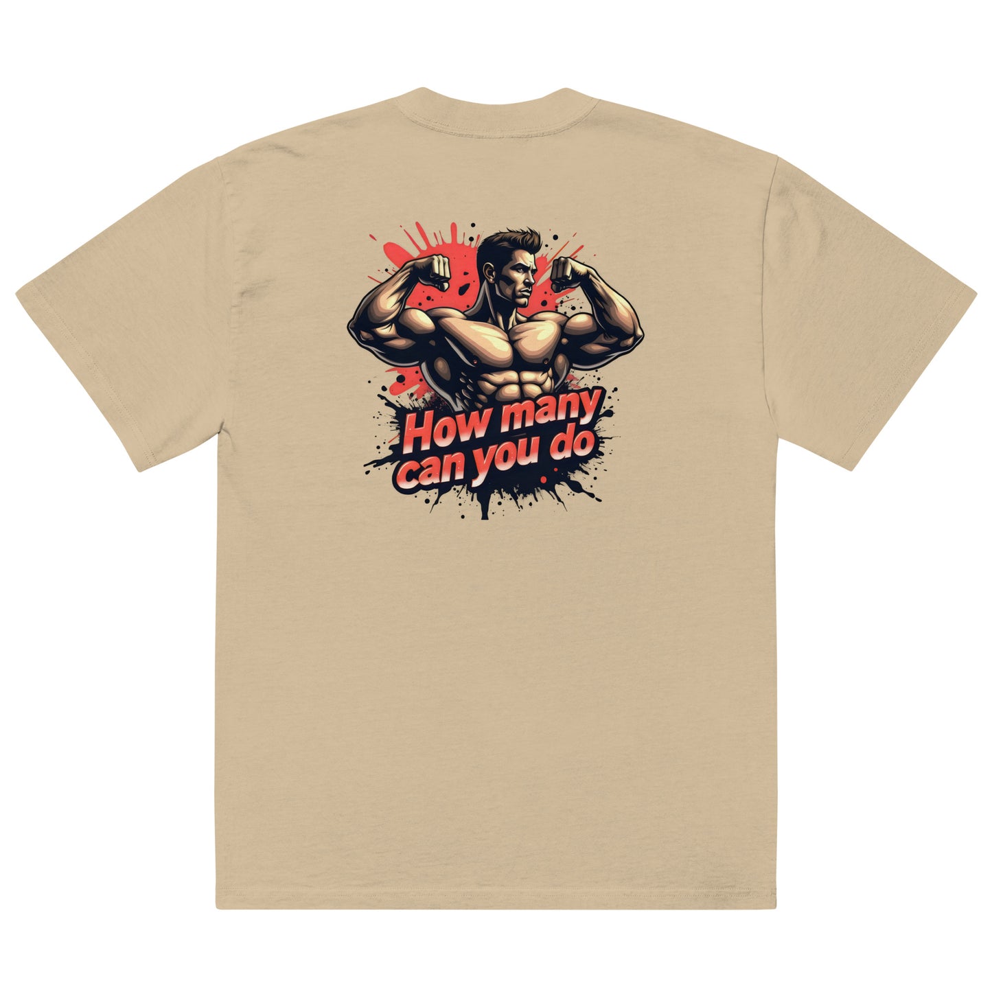 Oversized How many can you do muscle faded t-shirt