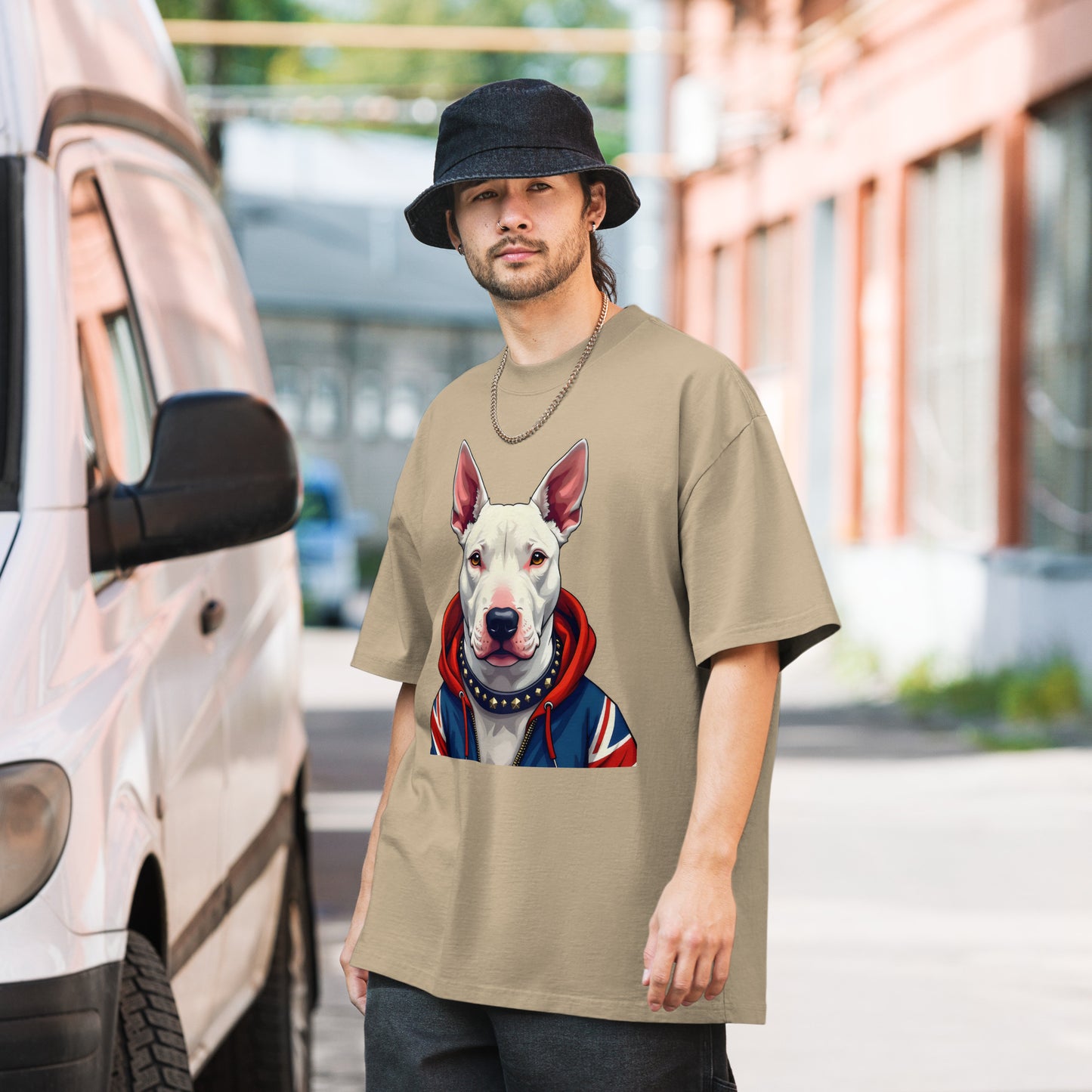 Oversized English bull terrier tee faded t-shirt