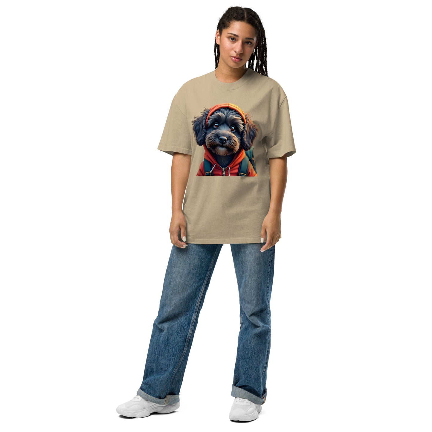 Oversized Lunar Cockapoo dog faded t-shirt