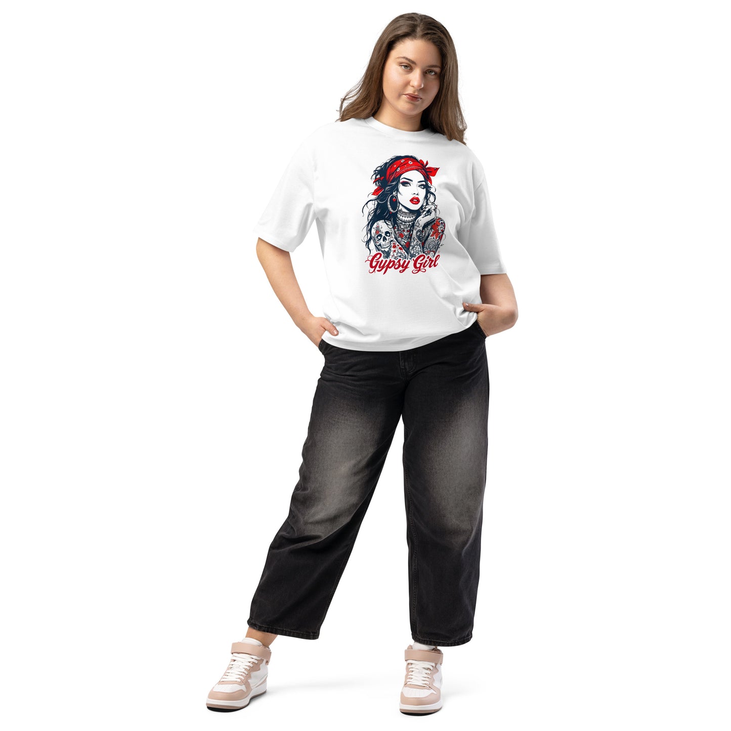 Oversized Unisex Gypsy girl illustration heavyweight t-shirt