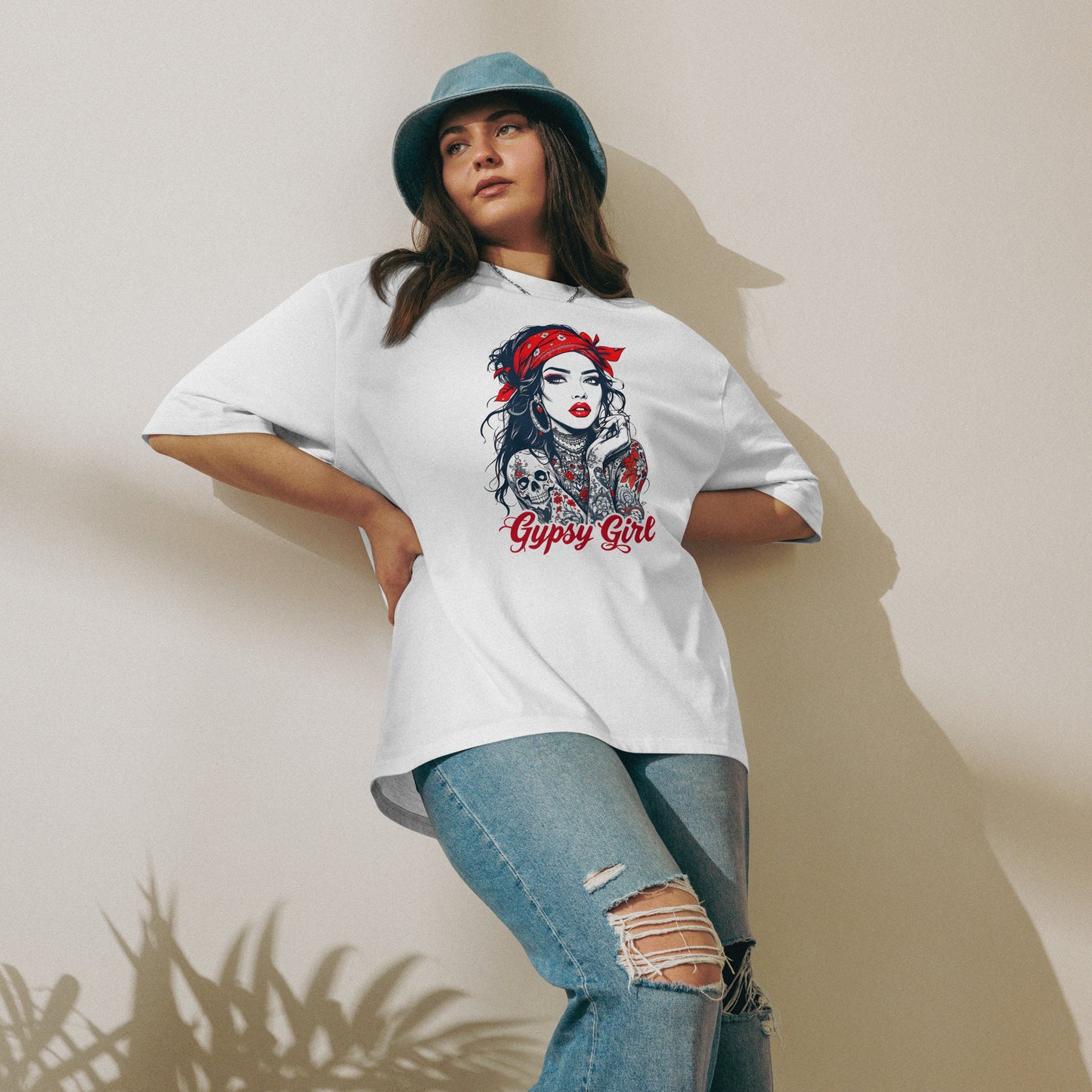 Oversized Unisex Gypsy girl illustration heavyweight t-shirt