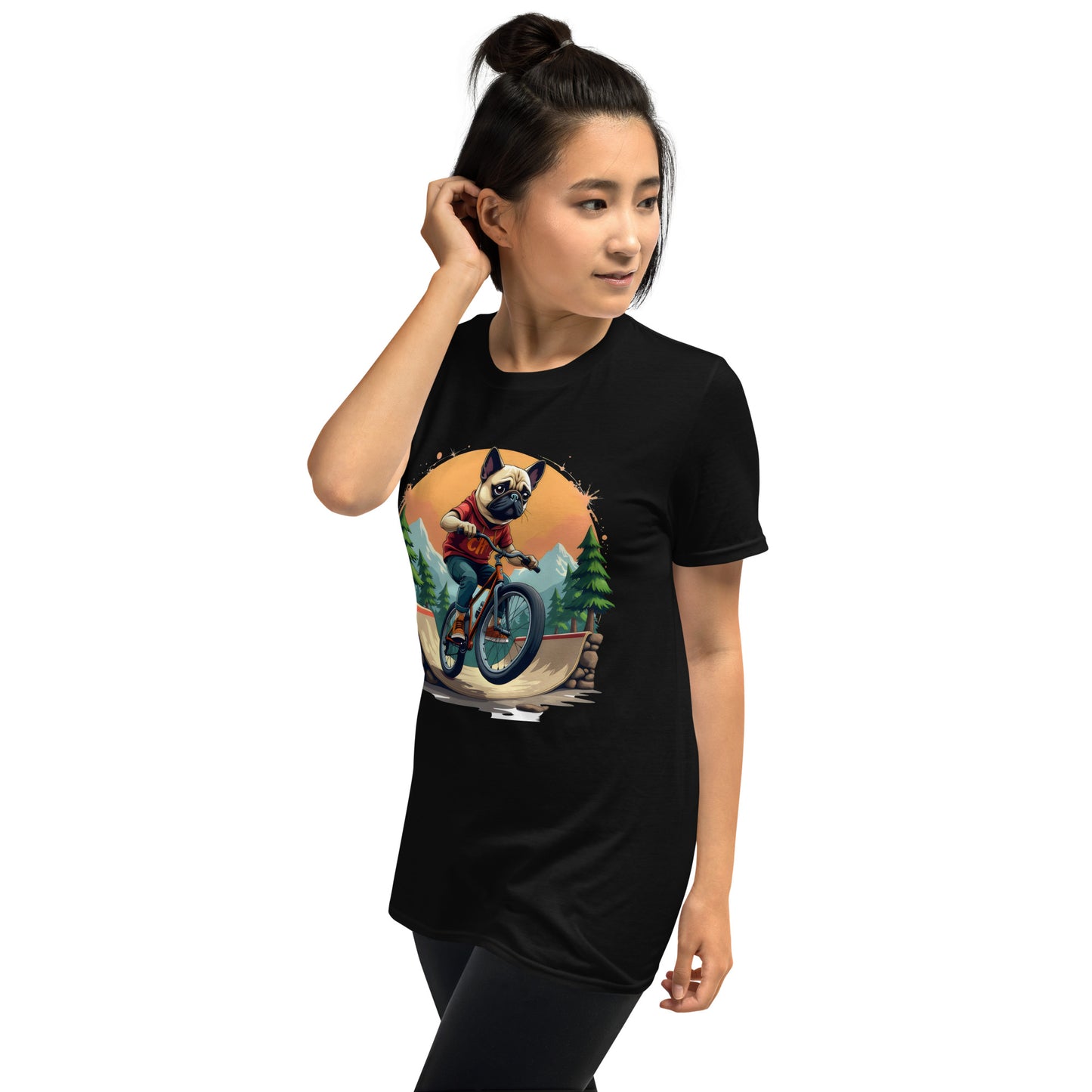 pug dog at bike park Short-Sleeve Unisex T-Shirt