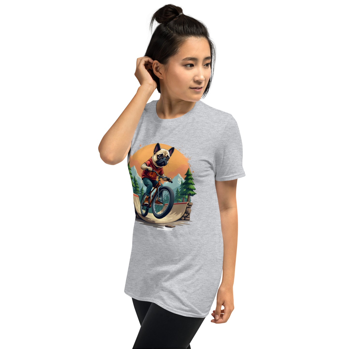 pug dog at bike park Short-Sleeve Unisex T-Shirt