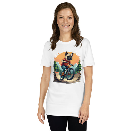 pug dog at bike park Short-Sleeve Unisex T-Shirt