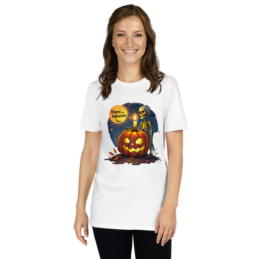 Short-Sleeve Happy Halloween Skeleton T-Shirt