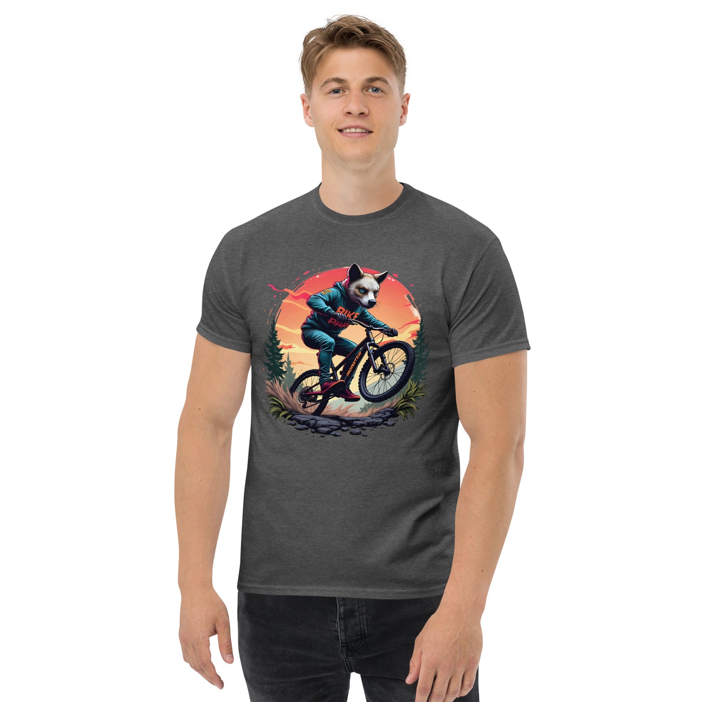 Unisex Print Wolf Rider Rear print text classic tee