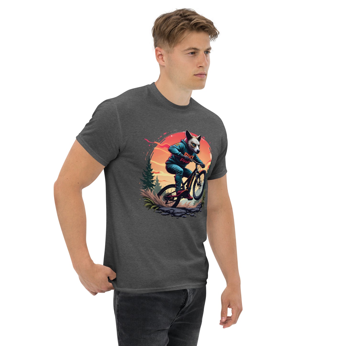 Unisex Print Wolf Rider Rear print text classic tee