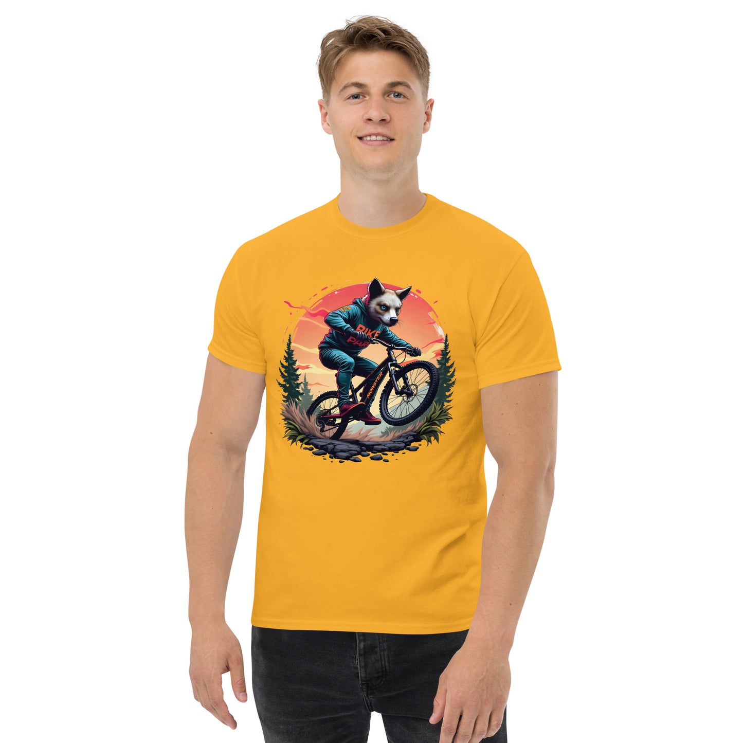 Unisex Print Wolf Rider Rear print text classic tee