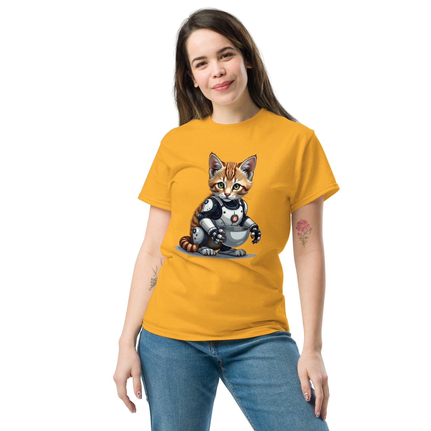 Unisex Hybrid aI cat with bowls classic tee