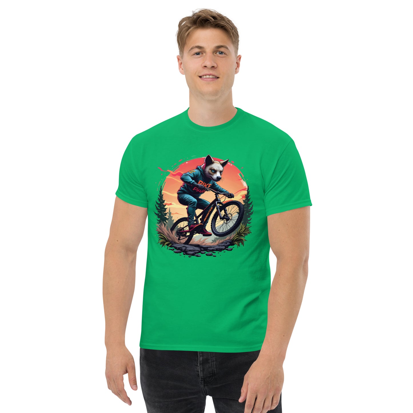 Unisex Print Wolf Rider Rear print text classic tee