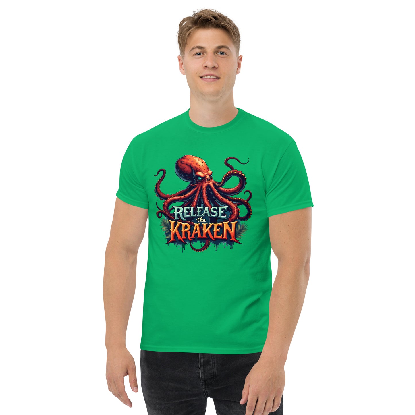 Unisex Skeleton pirate & release the Kraken Twin print classic tee