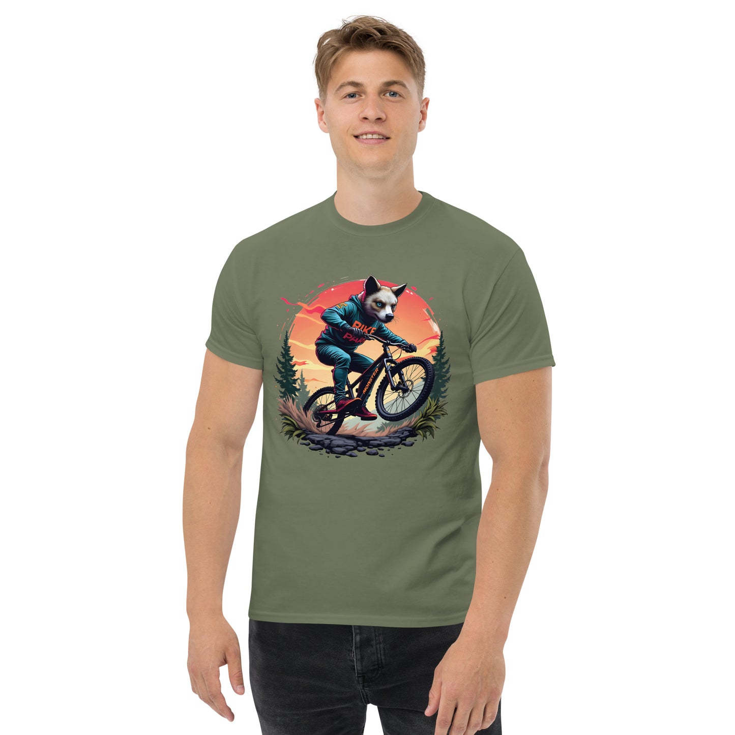 Unisex Print Wolf Rider Rear print text classic tee