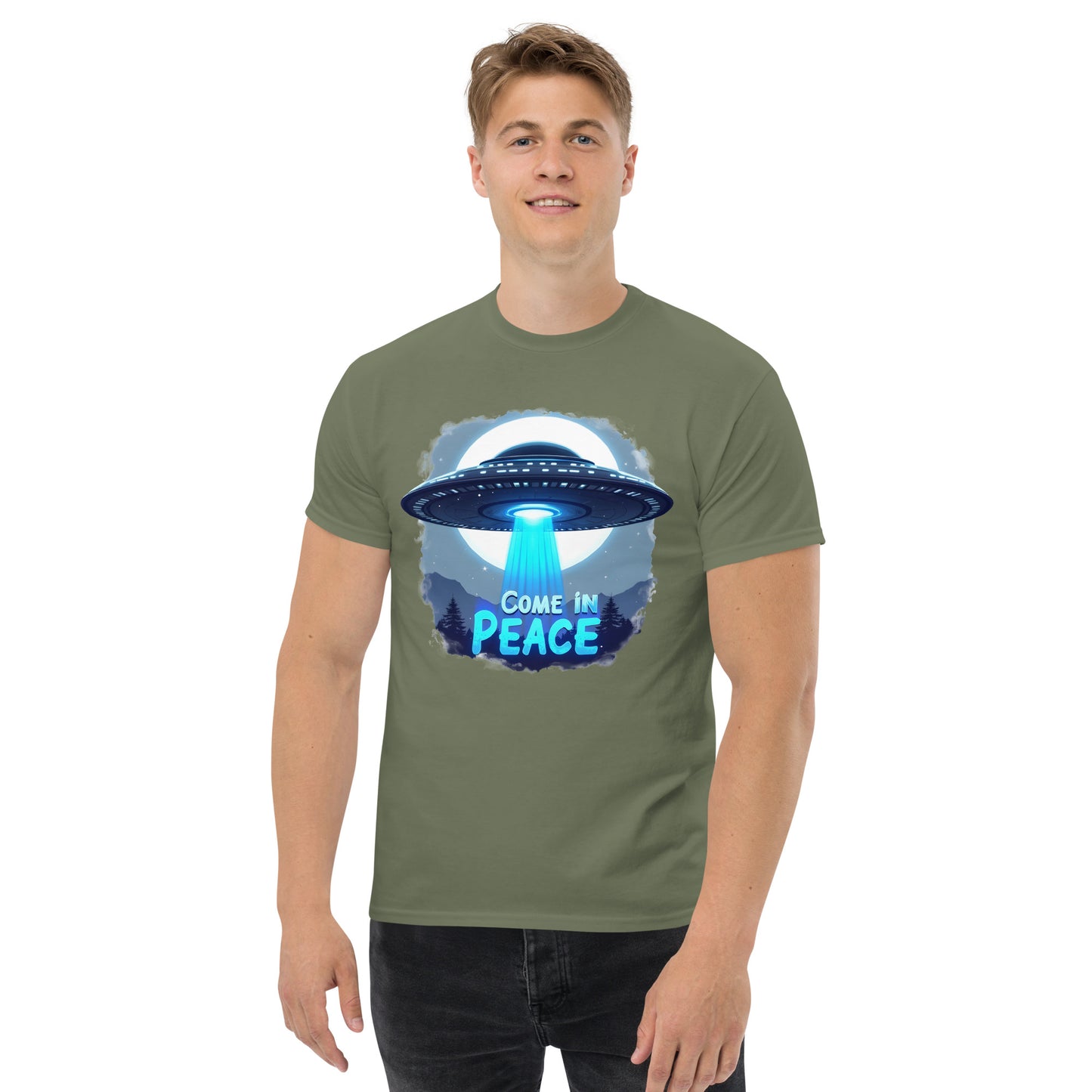 Unisex UFO come in peace classic tee
