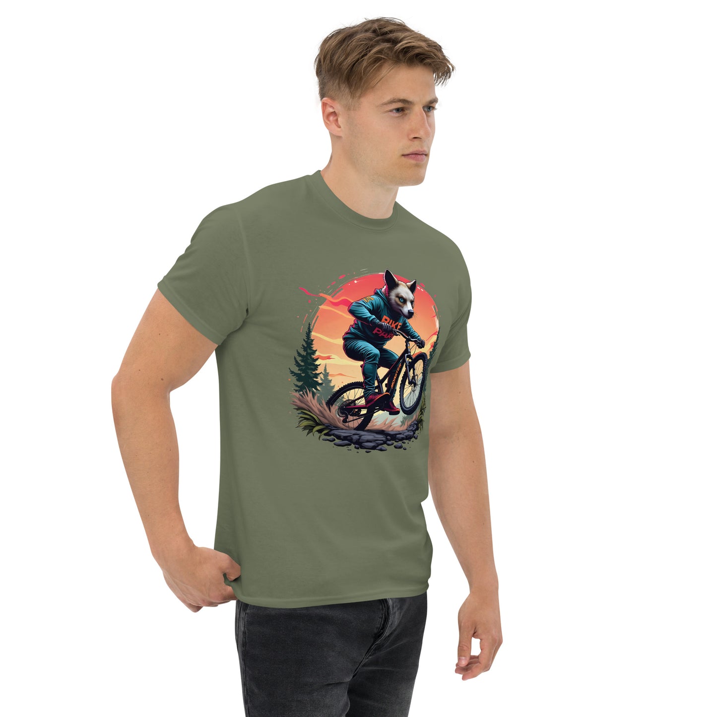 Unisex Print Wolf Rider Rear print text classic tee