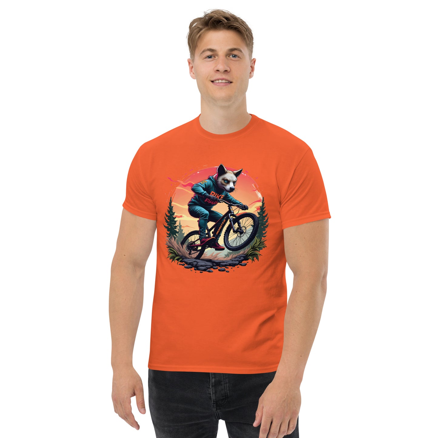 Unisex Print Wolf Rider Rear print text classic tee