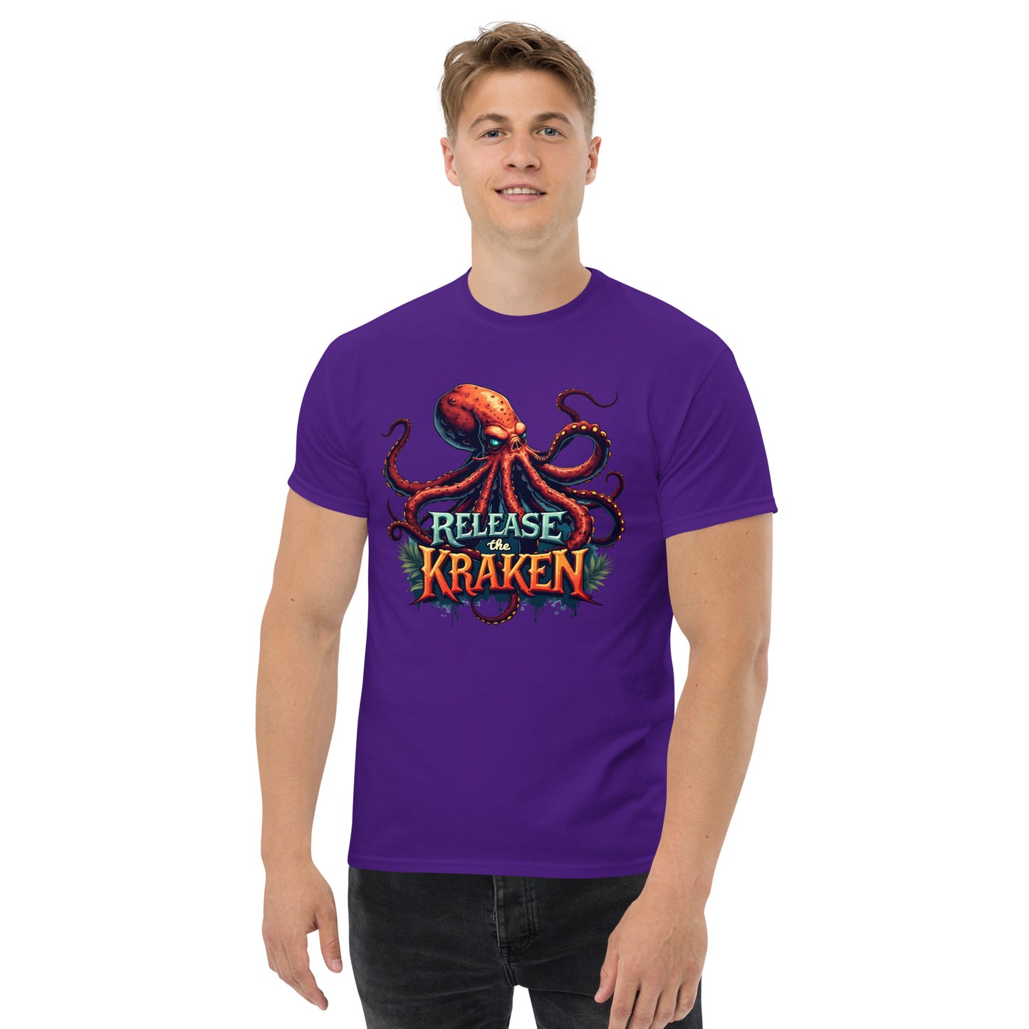 Unisex Skeleton pirate & release the Kraken Twin print classic tee