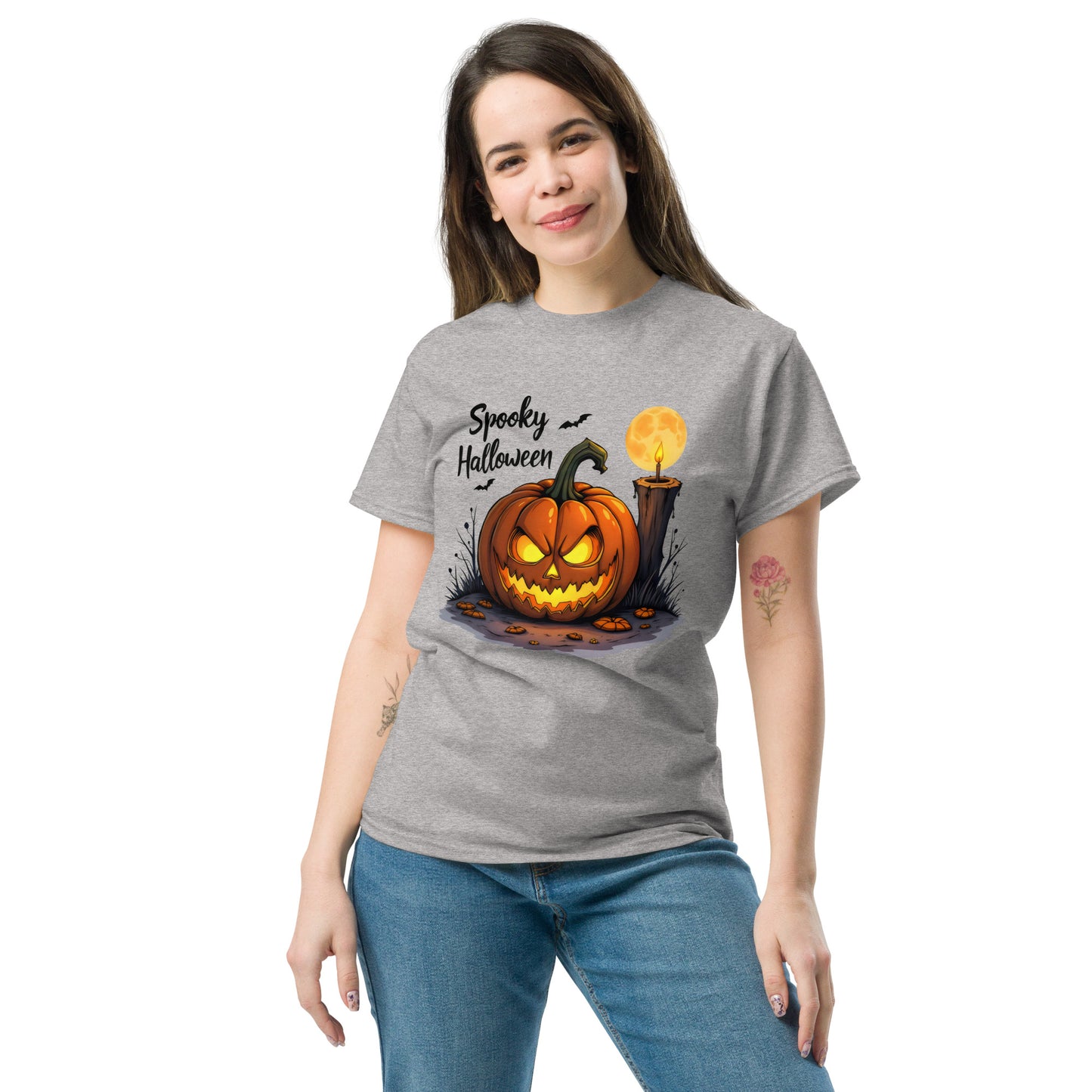 Unisex Halloween candle Lit pumpkin classic tee