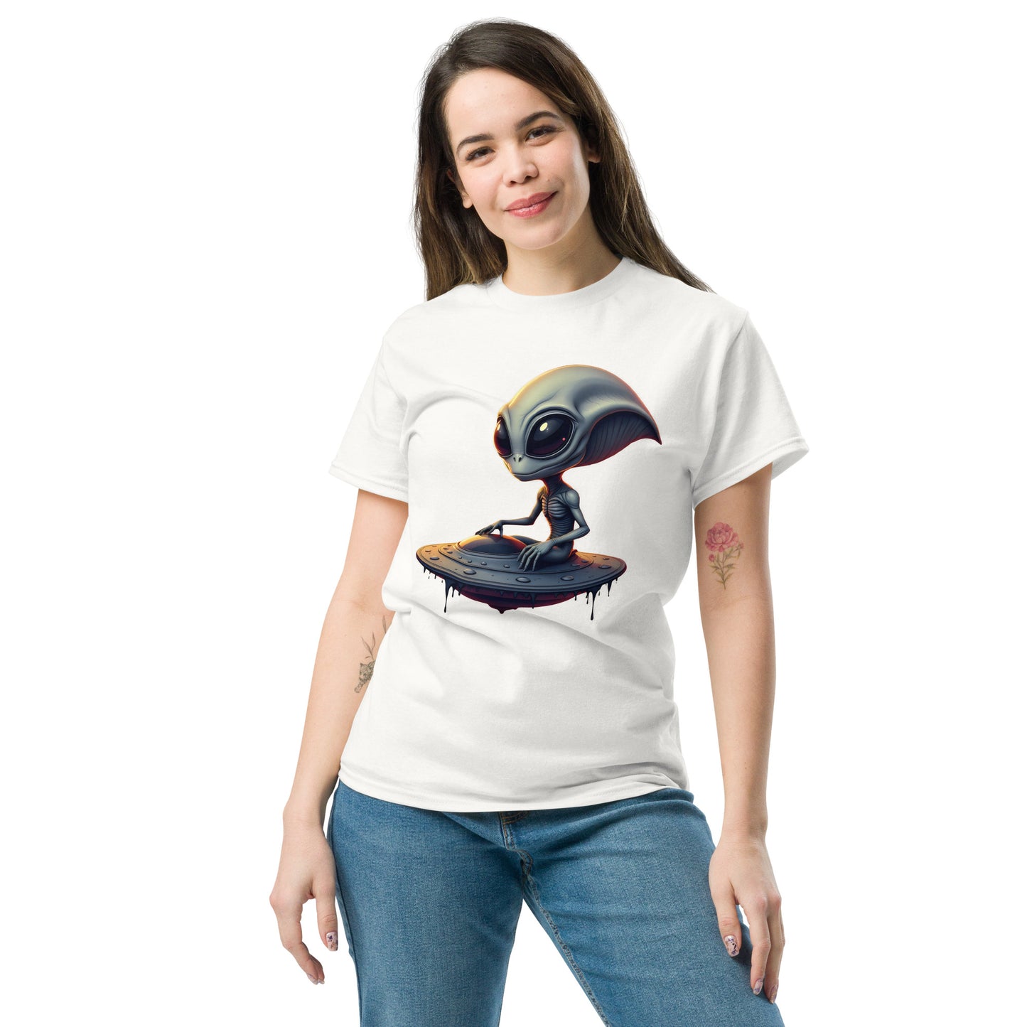 Unisex UFO alien armed eyes classic tee