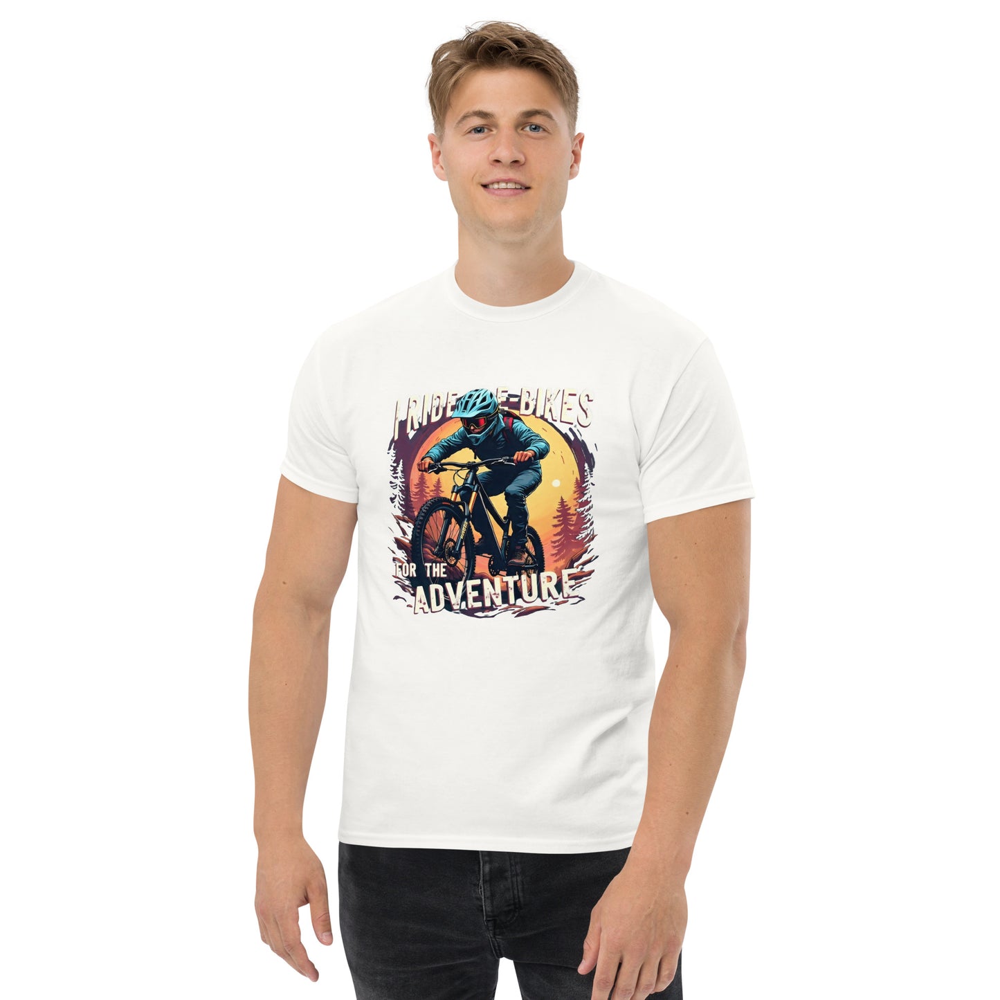 Unisex I ride ebikes for the adventure classic tee