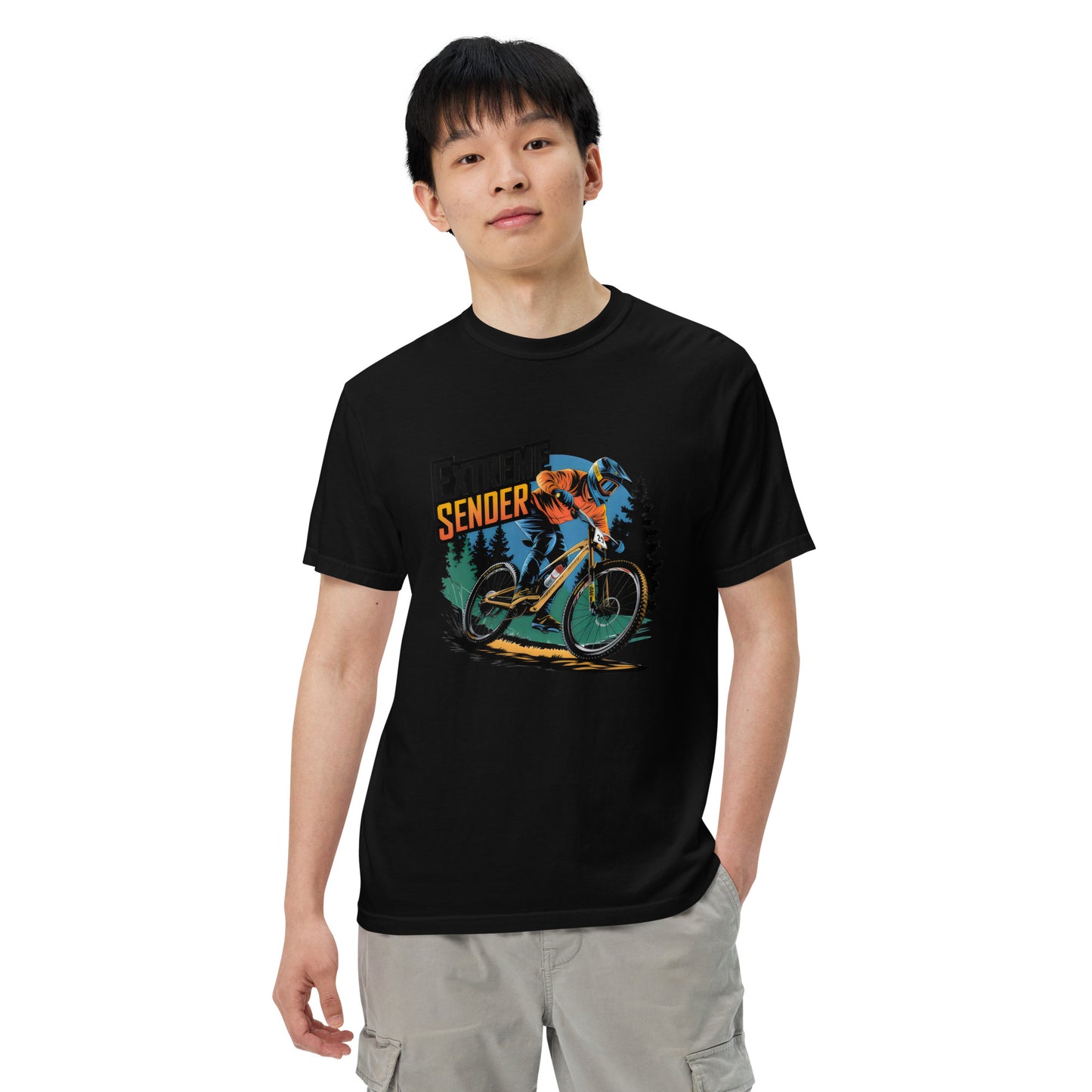 Unisex Extremes sender or sender in black garment-dyed heavyweight t-shirt