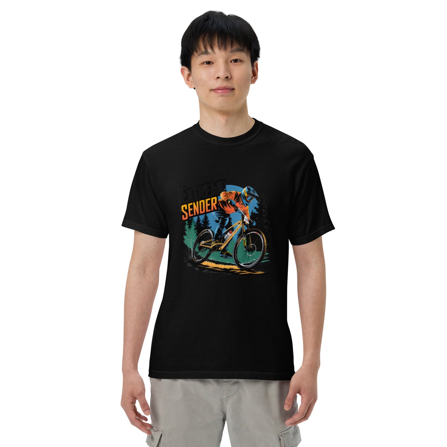 Unisex Extremes sender or sender in black garment-dyed heavyweight t-shirt