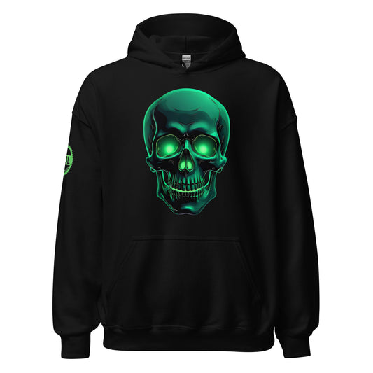 Men and women's crystal green skull Twin print Hoodie