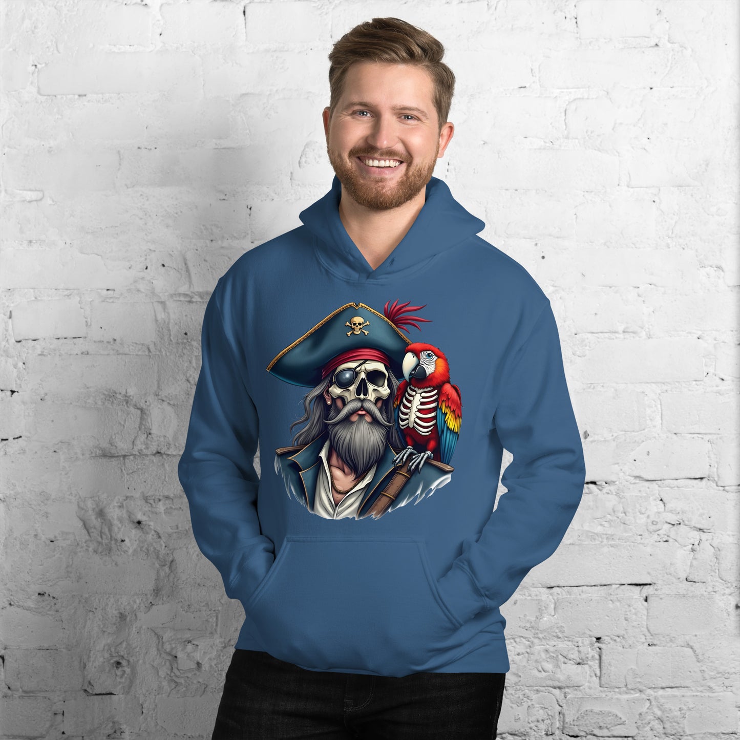 Unisex Skeleton pirate & release the Kraken Twin print Hoodie
