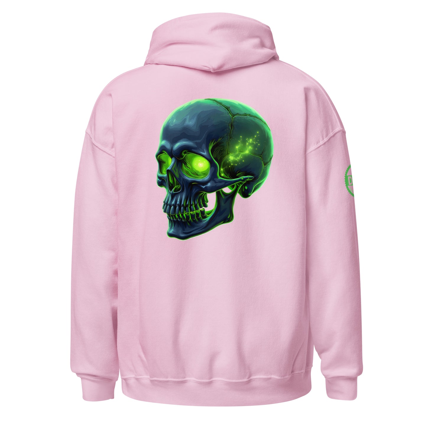 Men and women's crystal green skull Twin print Hoodie