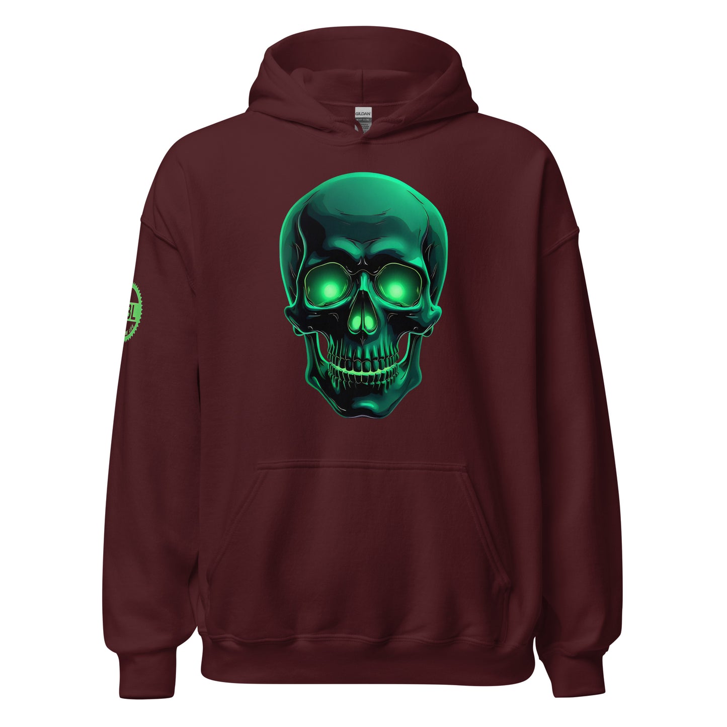 Men and women's crystal green skull Twin print Hoodie