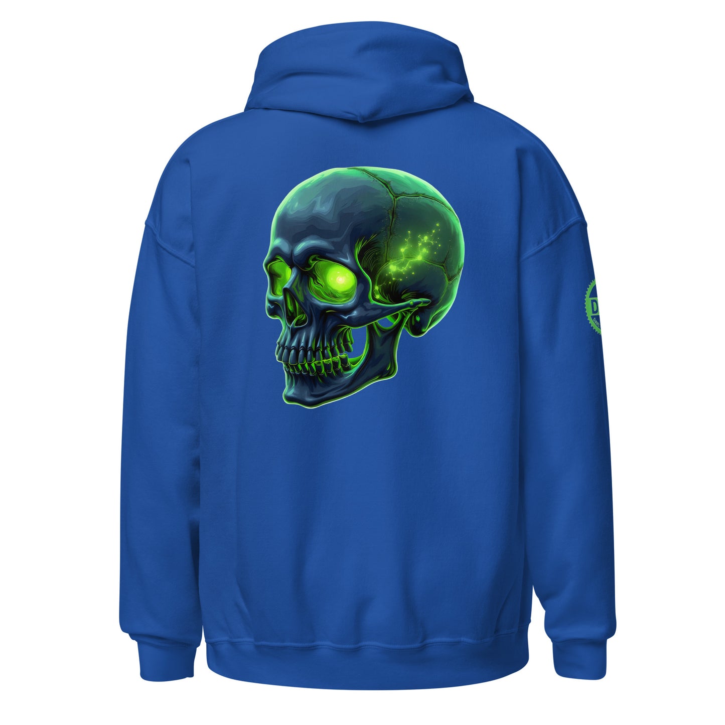 Men and women's crystal green skull Twin print Hoodie