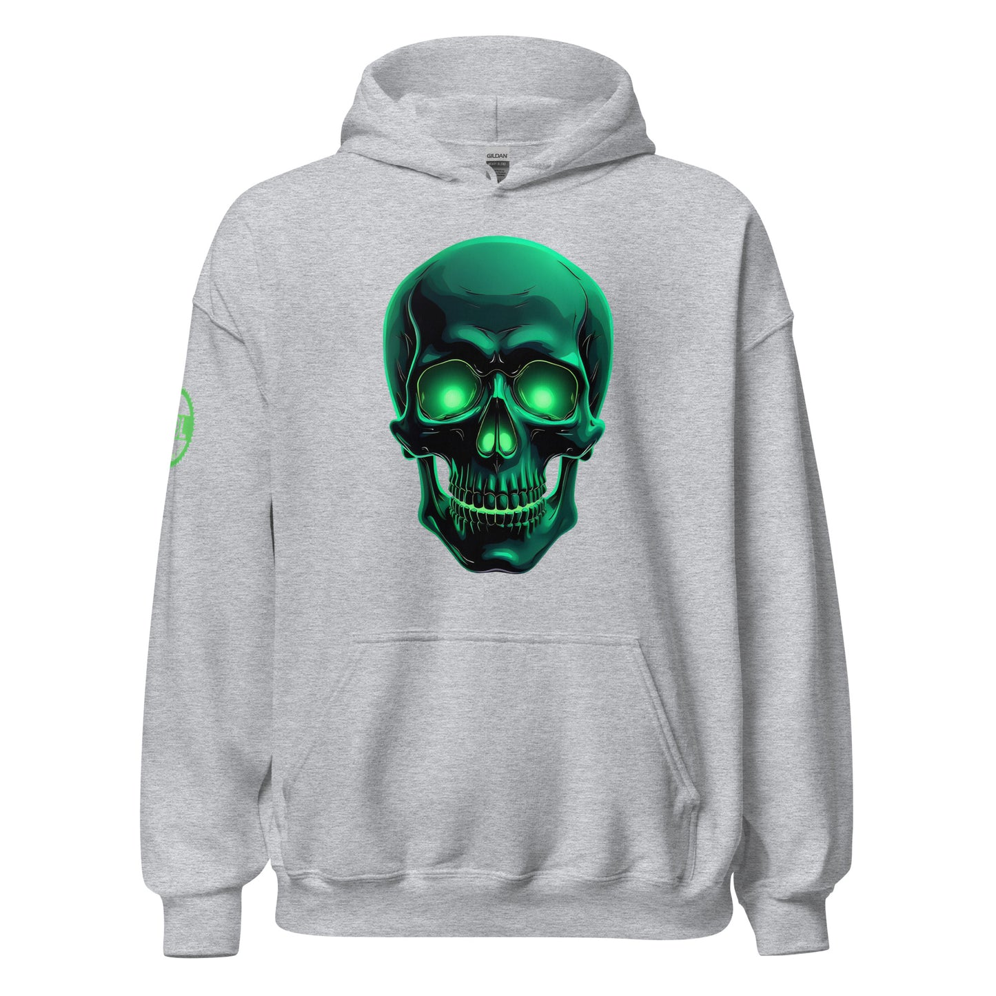 Men and women's crystal green skull Twin print Hoodie