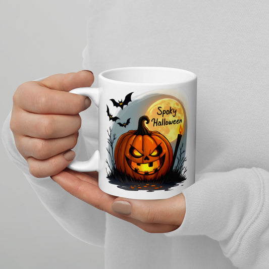White Scary Halloween glossy mug