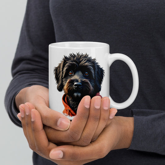 White gloss mug Lunar Cockapoo dog-mix Breed