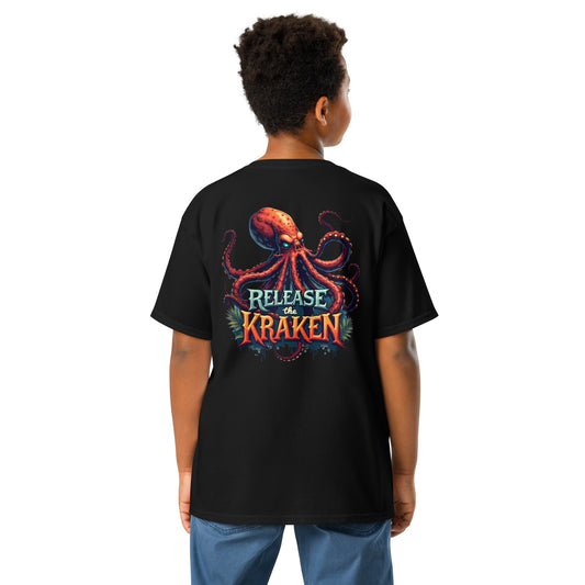Youth Skeleton pirate & release the Kraken Twin print classic tee