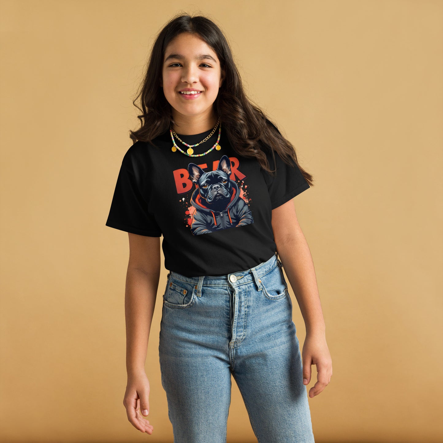 Youth Bear Dog French bulldog classic tee