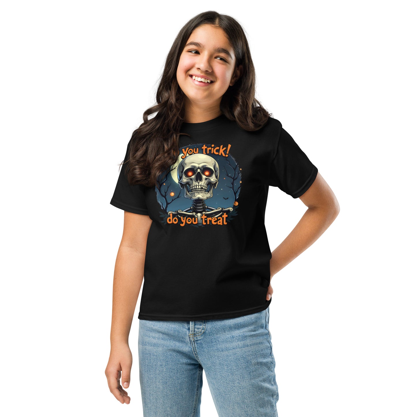 Youth Short-Sleeve trick or treat skeleton classic tee