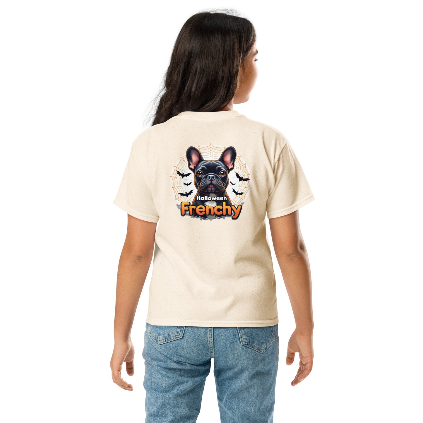 Youth Halloween French bulldog twin print heavy classic tee