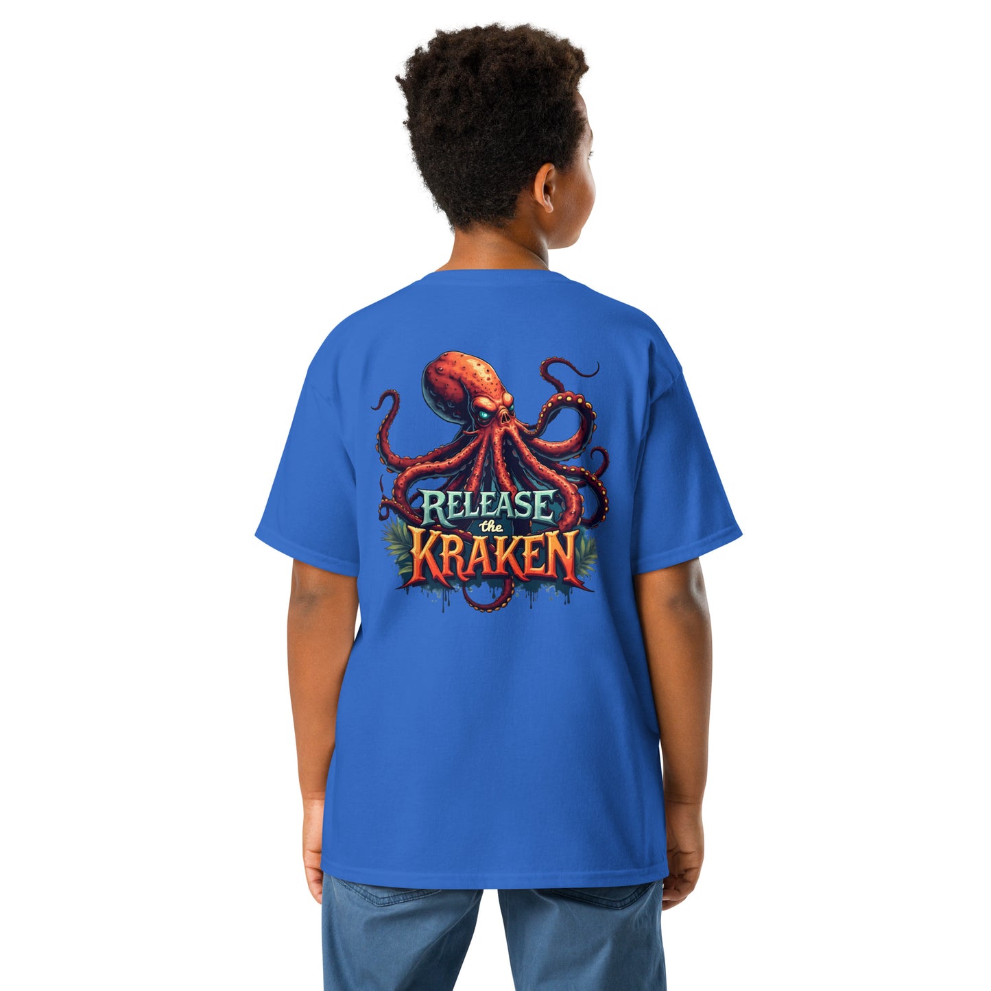 Youth Skeleton pirate & release the Kraken Twin print classic tee